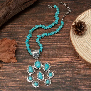 Turquoise Stone Squash Blossom Necklace