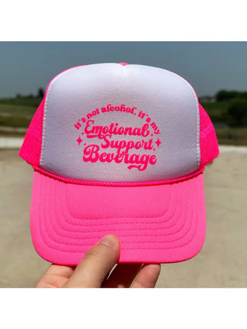 Neon Pink Emotional Support Beverage Foam Trucker Hat
