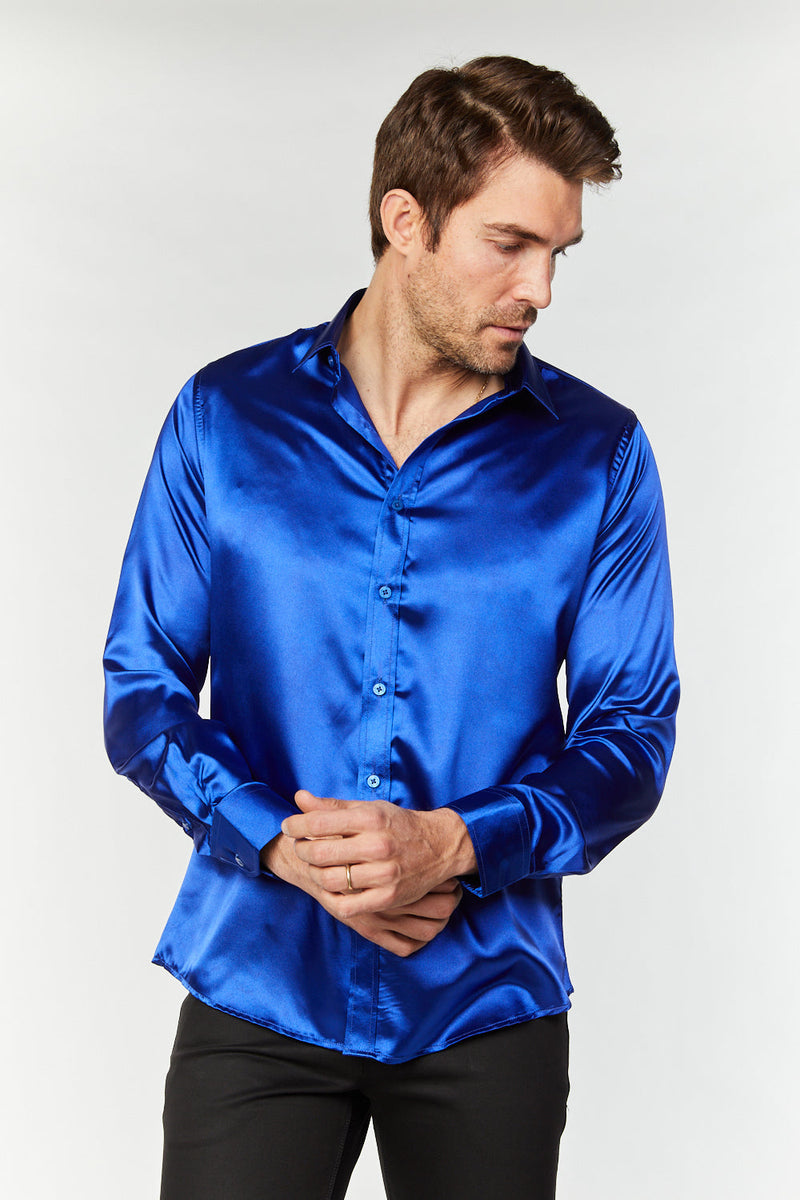 green emerald velvet dress Royal Oxford Barrel Cuff Trim Fit Dress Shirt in Blue by David Donahue 16.5 / 32/33 / Blue main image 0