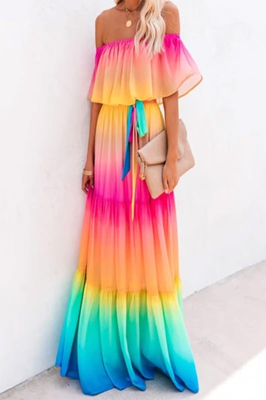 Sunset Ombre Maxi Dress – Rhinestone Divaz