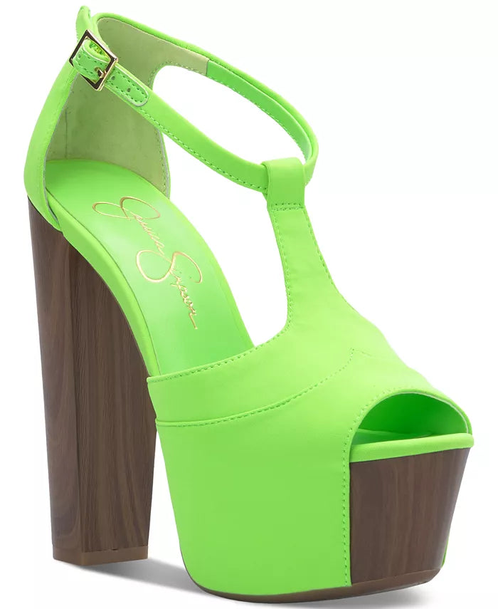Deny Neon Green Jessica Simpson Heels Rhinestone Divaz