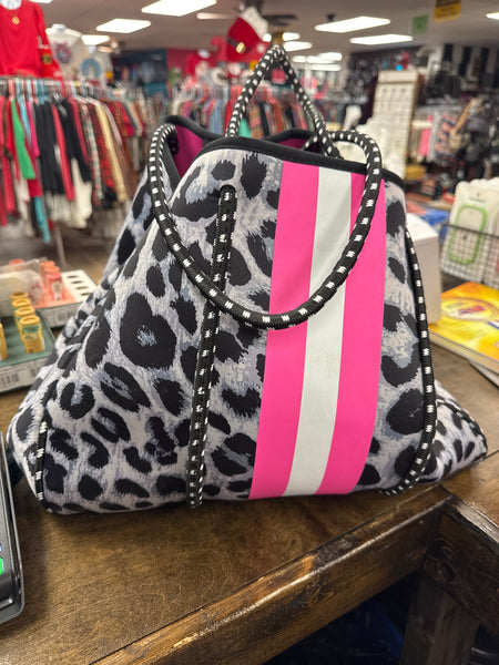 Hot Pink & Black Neoprene Tote Bag