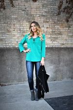 Teal Lace Up Top
