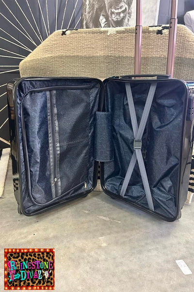 Rolling Rambler Aztec Tooled Hard Sided Luggage Suit Case