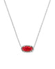 Elisa Silver Pendant Necklace  Red Lab Grown Opal