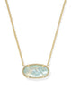 Elisa Gold Statement Short Pendant Necklace Light Blue Illusion