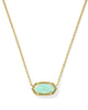 Elisa Gold Short Pendant Necklace  Green Lab Grown Opal