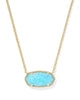 Elisa Gold Statement Short Pendant Necklace Light Teal Lab Grown Opal
