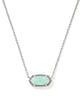 Elisa Silver Short Pendant Necklace Green Lab Grown Opal