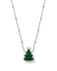 Holiday Tree Silver Short Pendant Necklace