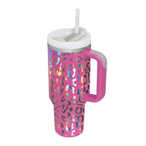 Holographic Pink Leopard Tumbler
