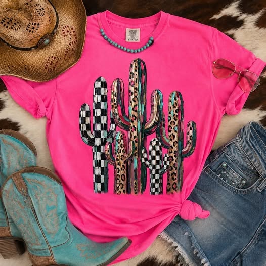 Checker/Leopard Cactus Tee