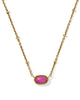 Mini Elisa Vintage Gold Satellite Short Pendant-Dark Fuchsia Variegated Magnesite