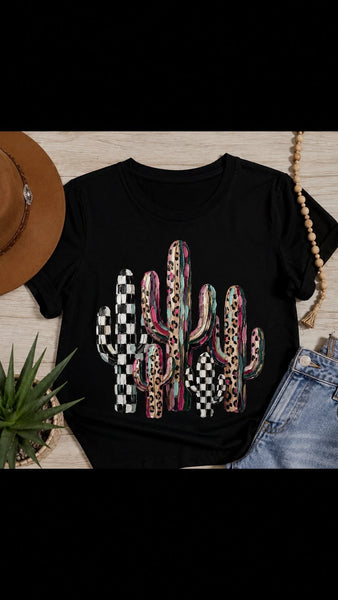 Checker/Leopard Cactus Tee