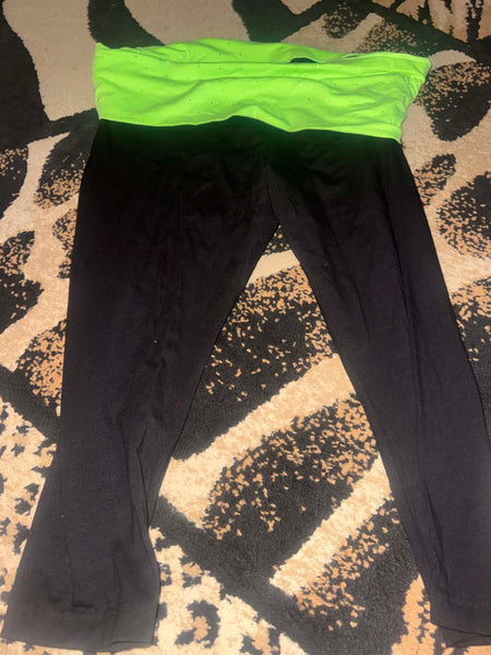 NWOT No Boundaries Rhinestone Lime Green Crop Leggings-XL
