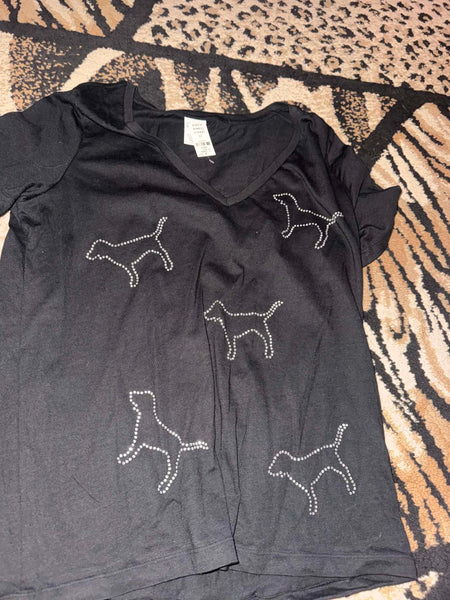 NWT Rhinestone Pink Dog Tee-LARGE