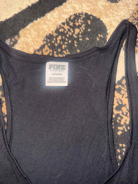 NWOT Victoria Secret Black Sequin Pink Tank-L