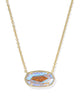 Elisa Gold Statement Short Pendant Necklace- Dichroic Glass