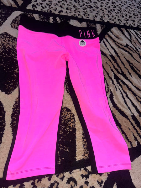 NWT Pink/Black Crop Leggings-LARGE