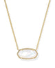 Elisa Gold Statement Short Pendant Necklace- Ivory Mother-of-Pearl
