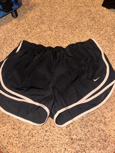 NWOT Nike Active Shorts Women's Black Lined Fit Dry Swoosh Logo-LARGE