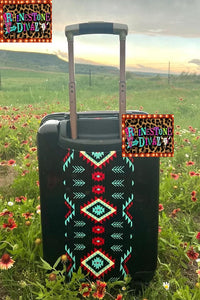 Rolling Rambler Aztec Tooled Hard Sided Luggage Suit Case