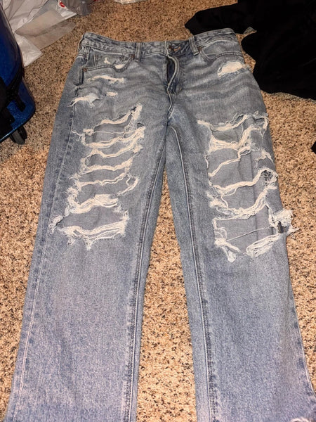 EUC Blue Denim Distressed American Eagle Jeans- Short Length (10)