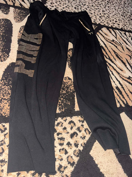 NWOT VS Pink Black/Gold Sweatpants-LARGE