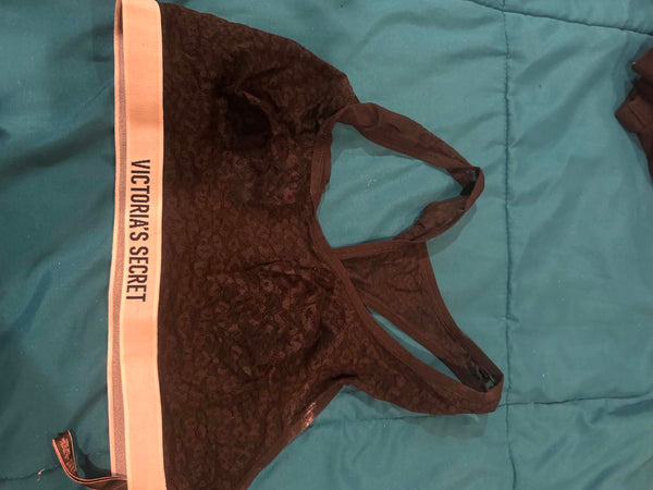 NWOT Black Leopard Lace Victoria Secret Sports Bra-XL*