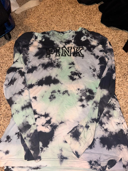 EUC Blue/Teal Tie Dye Long Sleeve VS Tee-SMALL