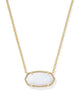 Elisa Gold Statement Short Pendant Necklace-White Lab Grown Opal