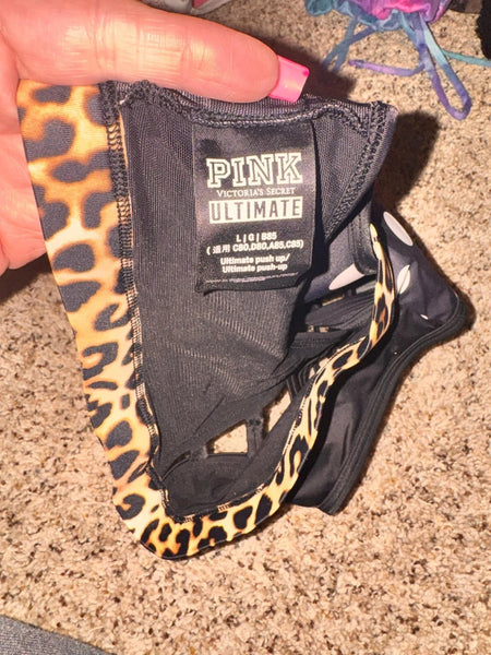 NWOT Leopard Polka Dot VS Sports Bra-LARGE