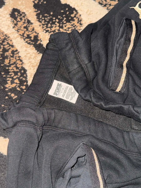NWOT VS Pink Black/Gold Sweatpants-LARGE