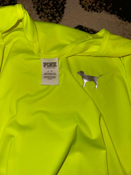 NWOT NEON Yellow Long Sleeve Pink-VS top- LARGE