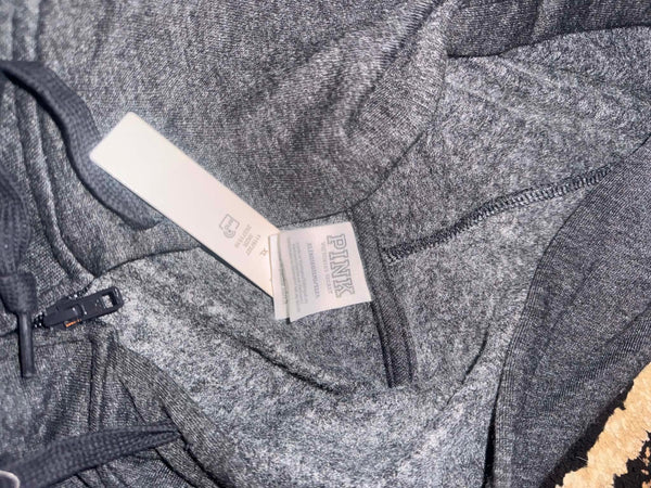 NWT Grey Pink Applique Zip Hoodie-XL