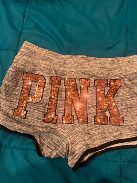 NWOT Victoria Secret Grey Shorts W/Gold Sequins-LARGE*