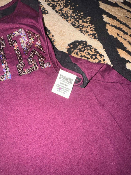 NWOT Burgundy Sequin PINK VS Tank-LARGE