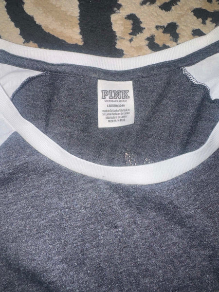 NWOT Gold Sequin Grey Long Sleeve Vs Pink Top-LARGE