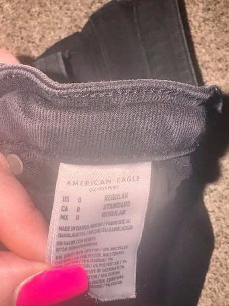 EUC Black Distressed American Eagle Jeans-8 Regular