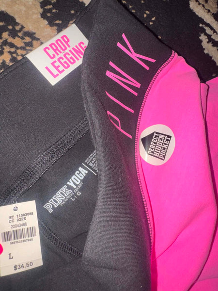 NWT Pink/Black Crop Leggings-LARGE