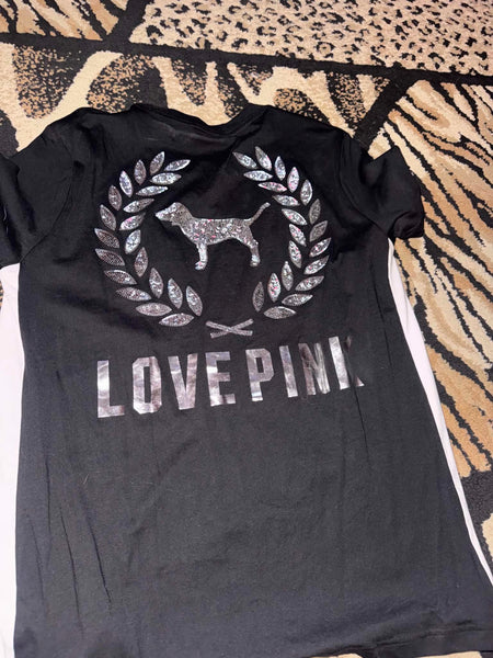 NWOT Sequin Love Pink Tee-LARGE
