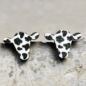 Wooden Cow Post Earrings