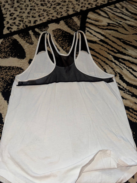 White/Black Pink Sequin VS Tank-LARGE
