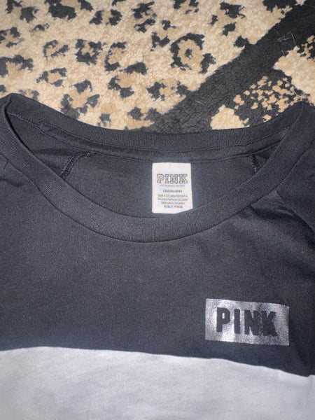 NWOT Bling Sleeve VS Black/White Top-LARGE