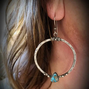 Branded Turquoise Stone Hoop Earrings