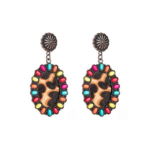 Multi Boho Leopard Dangle Earrings