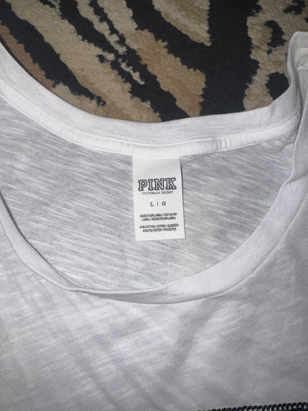 NWOT White VS Pink Sequin Tank-LARGE
