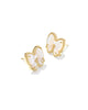 Haley Bow Gold Stud Earrings Ivory MOP