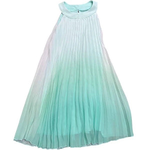 Teal Ombre Pleated Dress