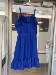 Rare Editions Blue Ruffle Top Dress